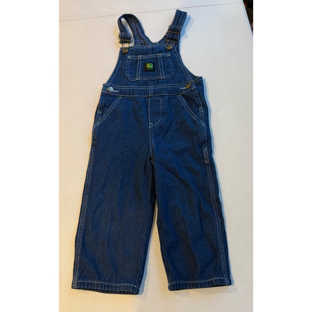 John Deere Toddler Boys Blue Denim Overalls 3T JFBV061N3T1 Cotton Bibs